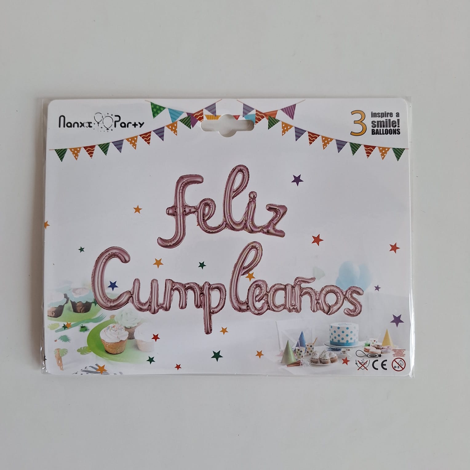 Globos Feliz Cumpleaños Letra Cursiva