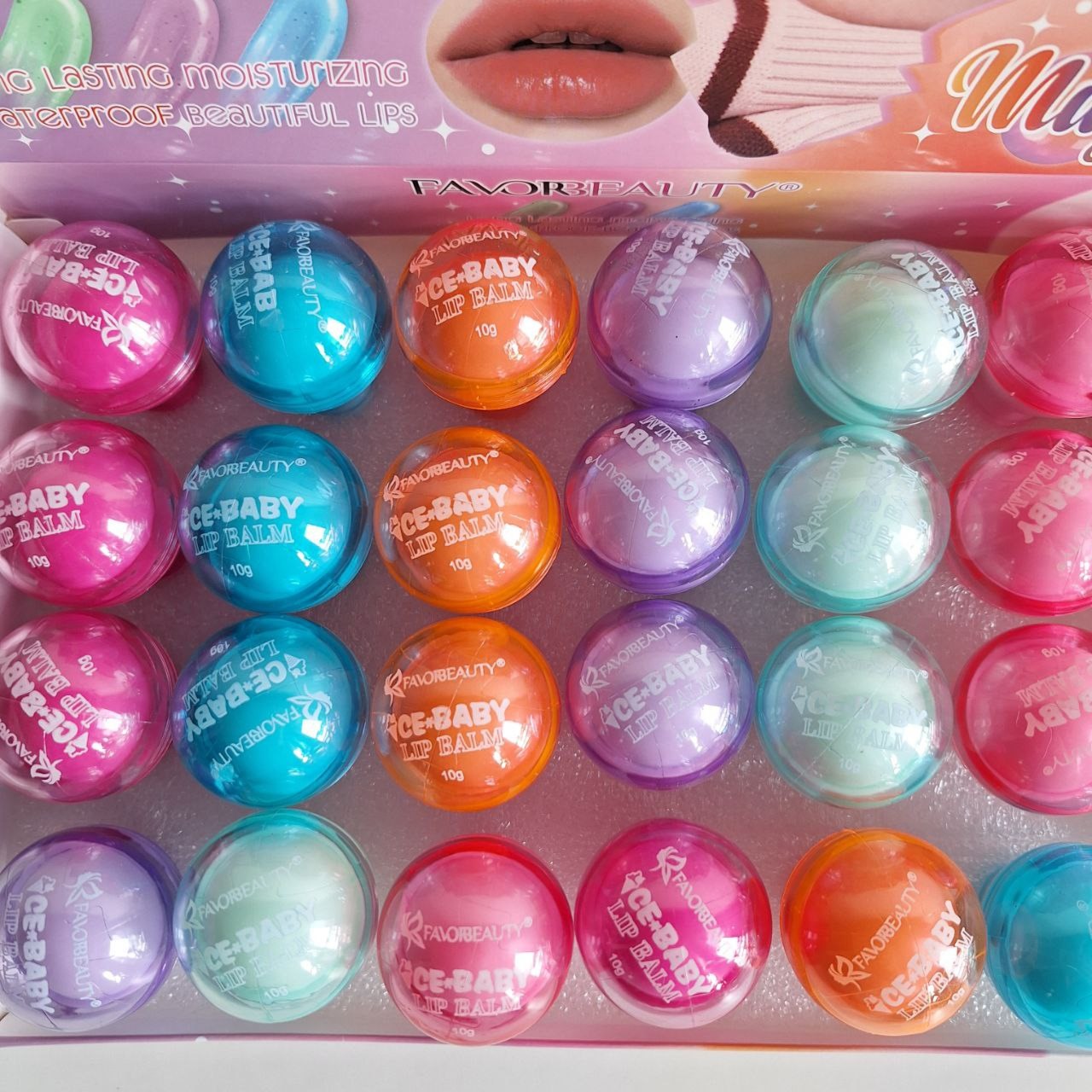 Bálsamo para Labios - Bombillas de colores; caja con 24